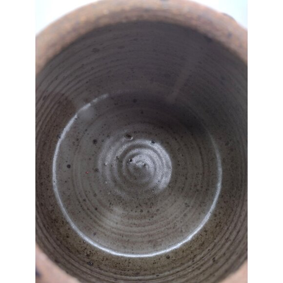 Stoneware Teapot Lid Mustache Ponytail Vintage 1970s Artist Signed Bottom 5 Inch - Picture 12 of 14